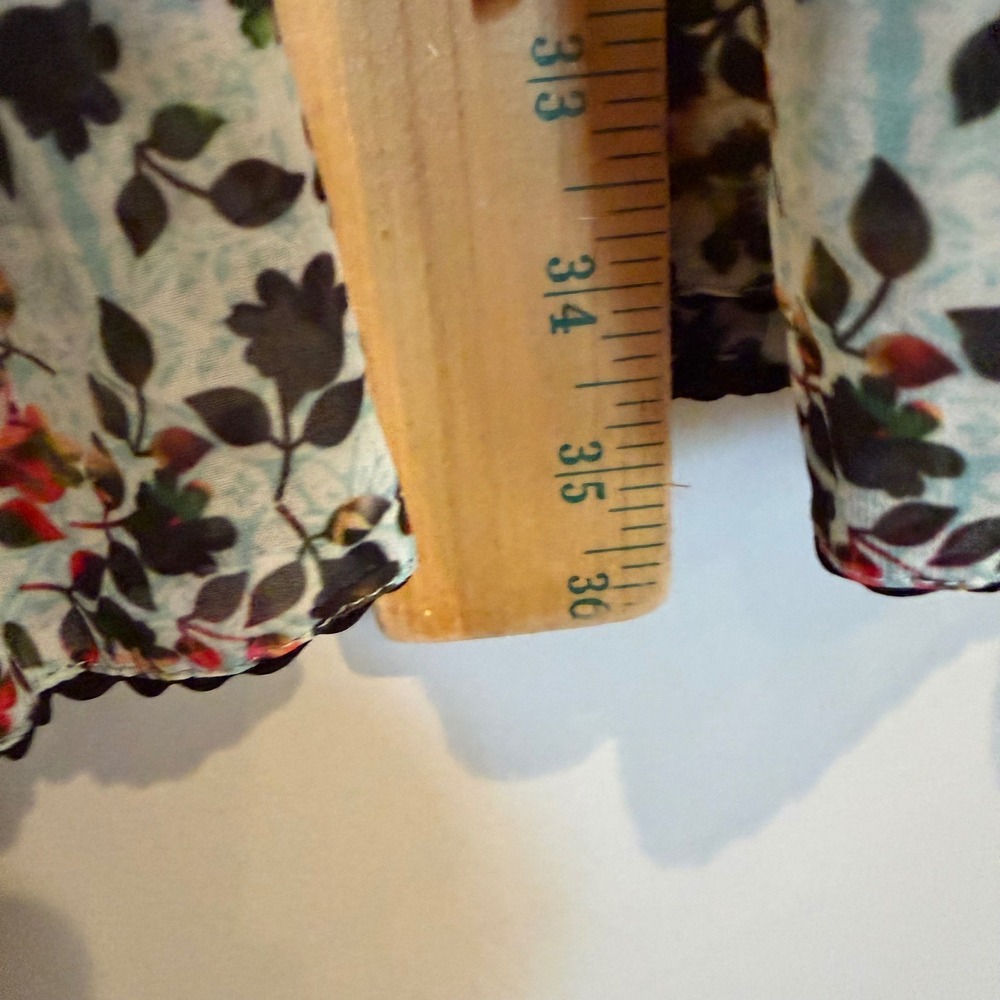 Bhanuna Anthropologie Floral Bell Sleeve Mini Dress Women's 0 Blue Boho Feminine - Picture 12 of 15